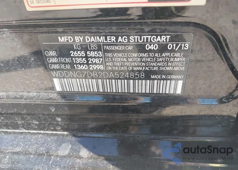 2013 Mercedes-Benz S 550 from USA, damaged, VIN WDDNG7DB2DA524858